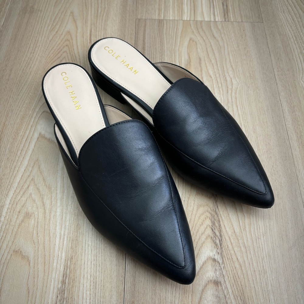 Cole Haan Black Leather Mules